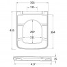 Soft Close Square Toilet Seat Quick Release - 355mm (w) x 435mm (L) x 52mm (h) - Technical Drawing