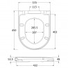 Luxury D Shaped Toilet Seat Square Edge - 370mm (w) x 450mm (L) x 52mm (h) - Technical Drawing