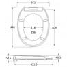 Standard Round Soft Close Toilet Seat - 360mm (w) x 448mm (L) x 45mm (h) - Technical Drawing
