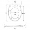 Round Luxury Soft Close Toilet Seat Soft Close Toilet Seat - 360mm (w) x 450mm (L) x 50mm (h) - Technical Drawing