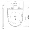 Round Wrapover Soft Close Top Fix Toilet Seat - For use with Freya Toilets - White - Technical Drawing