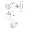 Traditional Matt Black Dual Flush Button - Technical Drawing