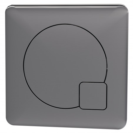 Square Dual Flush Push Button - Brushed Pewter