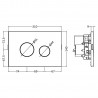 Round Flush Plate for Pneumatic Dual Flush - Matt White - Technical Drawing