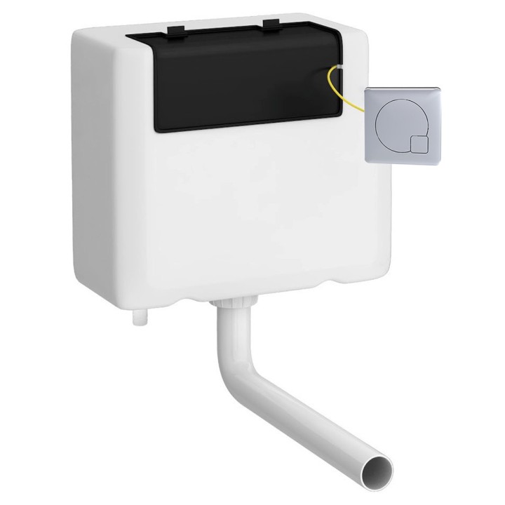 Concealed Bottom Inlet Cistern & Square Push Button - Chrome