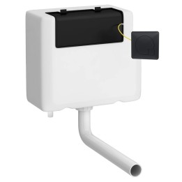 Concealed Bottom Inlet Cistern & Square Push Button - Matt Black