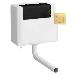 Concealed Bottom Inlet Cistern & Square Push Button - Brushed Brass