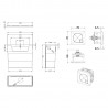 Concealed Bottom Inlet Cistern & Square Push Button - Brushed Pewter - Technical Drawing