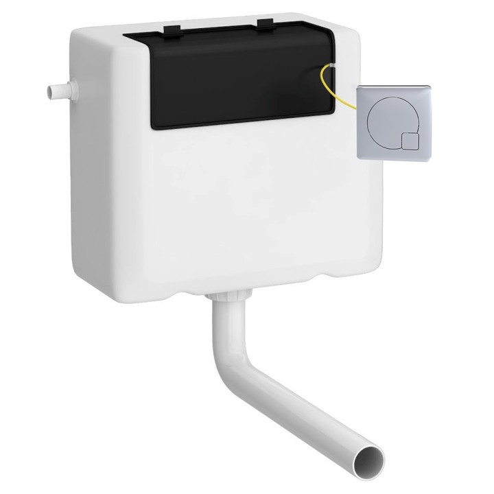 Dual Fuel Concealed Cistern Side Inlet & Chrome Square Flush Plate
