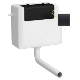 Dual Fuel Concealed Cistern Side Inlet & Black Square Flush Plate