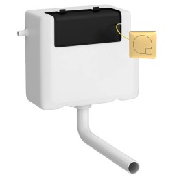 Dual Fuel Concealed Cistern Side Inlet & Brushed Brass Square Flush Plate