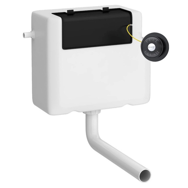 Dual Fuel Concealed Cistern Side Inlet & Black Traditional Flush Plate