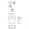 Concealed Cistern & Black Square Flush Plate - Technical Drawing