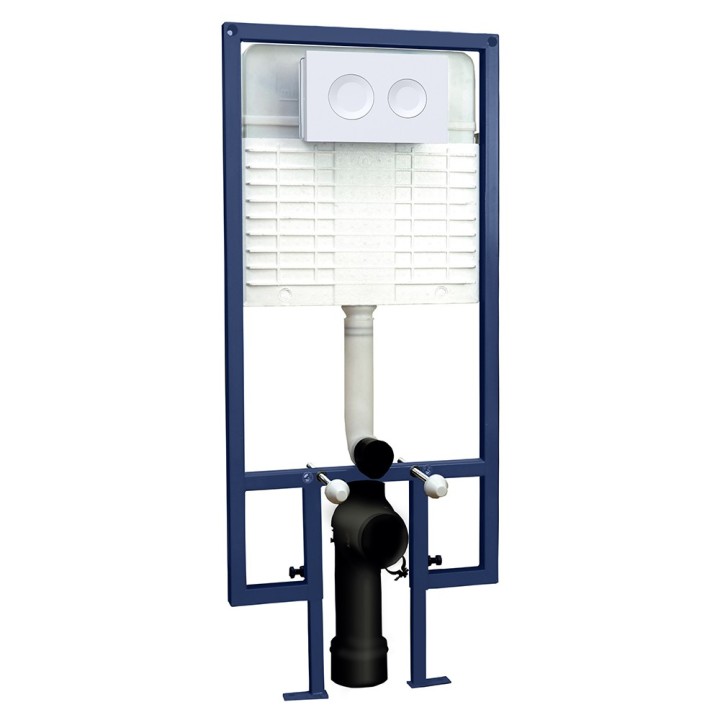 Dual Flush Concealed Cistern Frame Round Plate - Matt White