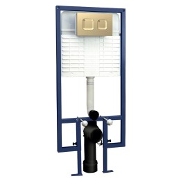 Dual Flush Concealed Cistern Frame Square Plate - Brushed Brass