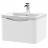 Lunar 600mm Wall Hung 1 Drawer Vanity Unit with Ceramic Basin - Satin White