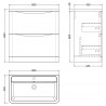 Lunar 800mm Freestanding 2 Drawer Vanity Unit with Ceramic Basin - Satin White - Technical Drawing