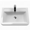 Lunar 800mm Wall Hung 2 Drawer Vanity Unit with Ceramic Basin - Satin Blue - Insitu