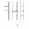Lunar 356mm Wall Hung 2 Door Tall Unit - Satin White - Technical Drawing