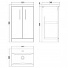 Arno Gloss White 500mm Freestanding 2 Door Vanity Unit with Mid-Edge Basin - Technical Drawing