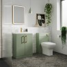 Arno Satin Green 500mm Freestanding 2 Door Vanity Unit with Minimalist Basin - Insitu