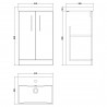 Arno Solace Oak Woodgrain 500mm Freestanding 2 Door Vanity Unit with Thin-Edge Basin - Technical Drawing