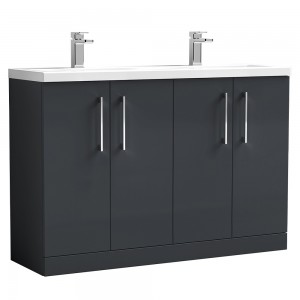 Arno 1200mm Freestanding 4 Door Vanity Unit with Ceramic Basin - Soft Black