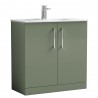 Arno Satin Green 800mm Freestanding 2 Door Vanity Unit with Minimalist Basin