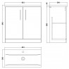 Arno Solace Oak Woodgrain 800mm Freestanding 2 Door Vanity Unit with Mid-Edge Basin - Technical Drawing