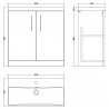 Arno Solace Oak Woodgrain 800mm Freestanding 2 Door Vanity Unit with Thin-Edge Basin - Technical Drawing