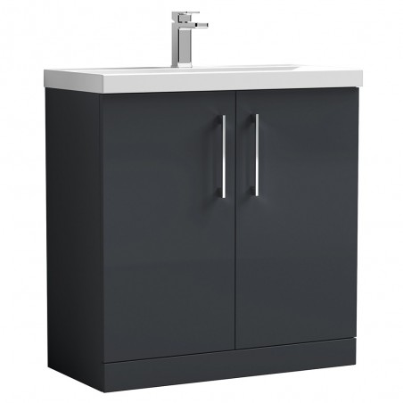 Arno 800mm Freestanding 2 Door Vanity & Mid-Edge Ceramic Basin - Soft Black