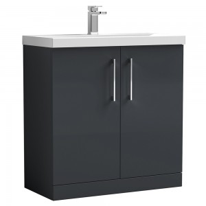 Arno 800mm Freestanding 2 Door Vanity & Thin-Edge Ceramic Basin - Soft Black