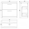 Arno Gloss White 800mm Freestanding 2 Drawer Vanity Unit with Mid-Edge Basin - Technical Drawing