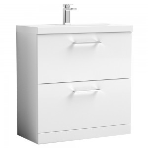 Arno Gloss White 800mm Freestanding 2 Drawer Vanity Unit with Thin-Edge Basin