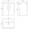 Arno 500mm Wall Hung 2 Door Vanity & Thin-Edge Ceramic Basin - Soft Black - Technical Drawing
