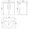 Arno 500mm Wall Hung 2 Door Vanity & Curved Ceramic Basin - Satin Grey - Technical Drawing