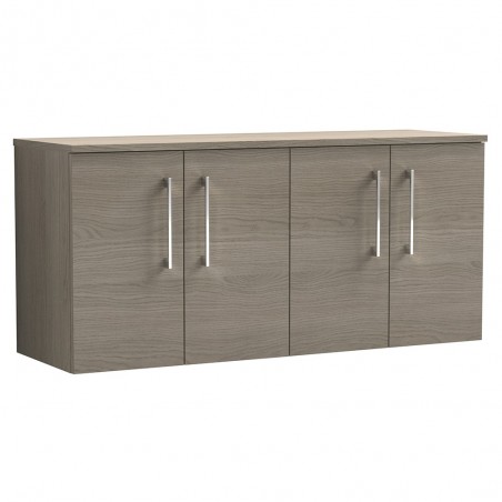 Arno Solace Oak Woodgrain 1200mm Wall Hung 4 Door Vanity Unit with Worktop