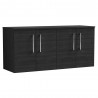 Arno Charcoal Black Woodgrain 1200mm Wall Hung 4 Door Vanity Unit with Worktop