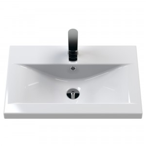 "Arno" Anthracite Woodgrain 600mm Wall Hung 2 Door Vanity Unit with Mid-Edge Basin