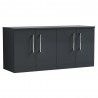Arno 1200mm Wall Hung 4 Door Vanity & Laminate Worktop - Soft Black