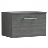 Arno Anthracite Woodgrain 600mm Wall Hung Single Drawer Vanity Unit with Worktop
