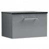 Arno 600mm Wall Hung 1 Drawer Vanity & Laminate Worktop - Satin Grey/Black Sparkle