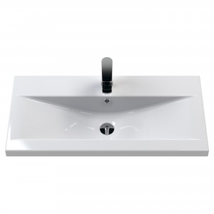 "Arno" Gloss White 800mm Wall Hung Single Drawer Vanity Unit with Mid-Edge Basin