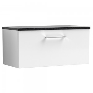 Arno Gloss White 800mm Wall Hung Single Drawer Vanity Unit with Laminate Top