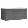 Arno Anthracite Woodgrain 800mm Wall Hung Single Drawer Vanity Unit with Laminate Top