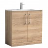 Arno 800mm Freestanding 2 Door Vanity Unit & Minimalist Ceramic Basin - Bleached Oak