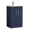 Arno 500mm Freestanding 2 Door Vanity Unit & Minimalist Ceramic Basin - Midnight Blue