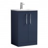 Arno 500mm Freestanding 2 Door Vanity Unit & Curved Ceramic Basin - Midnight Blue