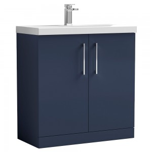 Arno 800mm Freestanding 2 Door Vanity Unit & Mid-Edge Ceramic Basin - Midnight Blue