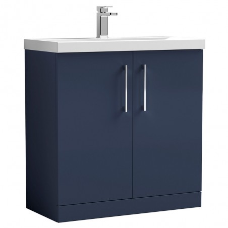Arno 800mm Freestanding 2 Door Vanity Unit & Thin-Edge Ceramic Basin - Midnight Blue